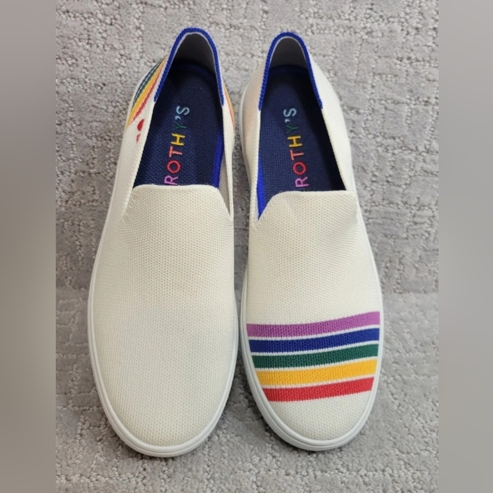 Rothy’s The Sneaker White Rainbow SF Pride Limited Edition Womens Size US 9, 10